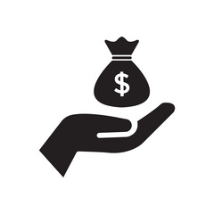 Money in hand icon, Money in hand sign and symbol vector