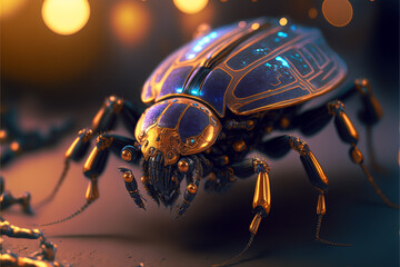 macro photography beetle sci-fi. Generative AI