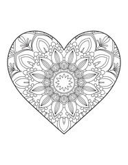 Love. Hand drawn hearts. Design elements for Valentine's day.Happy Valentine's Day greeting cards.Vector coloring book for adult. Hearts and flowers.Flower Mandalas. Vintage decorative elements.
