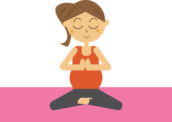 マタニティヨガで目をつぶって瞑想している女性・プレママ・妊婦・胎教・ピラティス