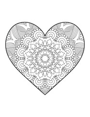 Love. Hand drawn hearts. Design elements for Valentine's day.Happy Valentine's Day greeting cards.Vector coloring book for adult. Hearts and flowers.Flower Mandalas. Vintage decorative elements.