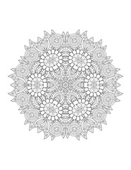 Flower. Flower Mandala. Mehndi. tattoo. decoration. Decorative ornament in ethnic oriental style. Coloring book page. Floral Mandala. Decoration in ethnic oriental. Indian style. Yoga template.