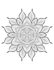 Flower. Flower Mandala. Mehndi. tattoo. decoration. Decorative ornament in ethnic oriental style. Coloring book page. Floral Mandala. Decoration in ethnic oriental. Indian style. Yoga template.