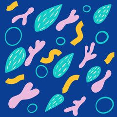 Set of vector patterns with hand drawn shapes, Hand drawn nature shapes background