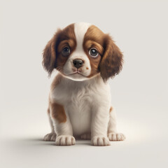 Fototapeta premium cavalier king charles spaniel puppy, cute dog, realistic illustration