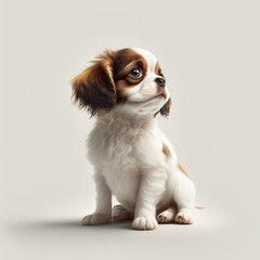 puppy cute cavalier king charles spaniel illustration, art digital