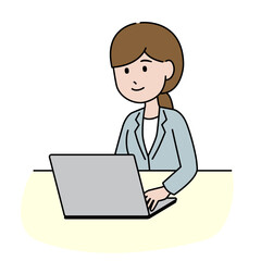 Fototapeta na wymiar ノートパソコンを使っている女性
