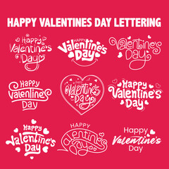 Fototapeta na wymiar Happy Valentine's Day lettering Set. Handwritten lettering style Valentine Day calligraphy For Greeting Cards, Print Design. Vector Illustration.