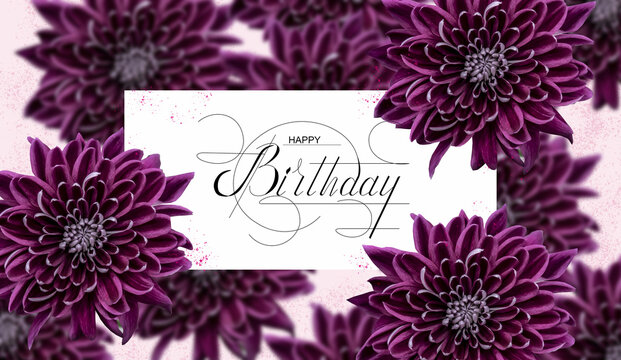Birthday card with flowers for a woman or a girl