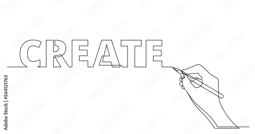 Wall mural continuous line drawing vector illustration with fully editable stroke of hand drawing business word