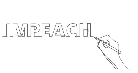 continuous line drawing vector illustration with FULLY EDITABLE STROKE of hand drawing business word of impeach