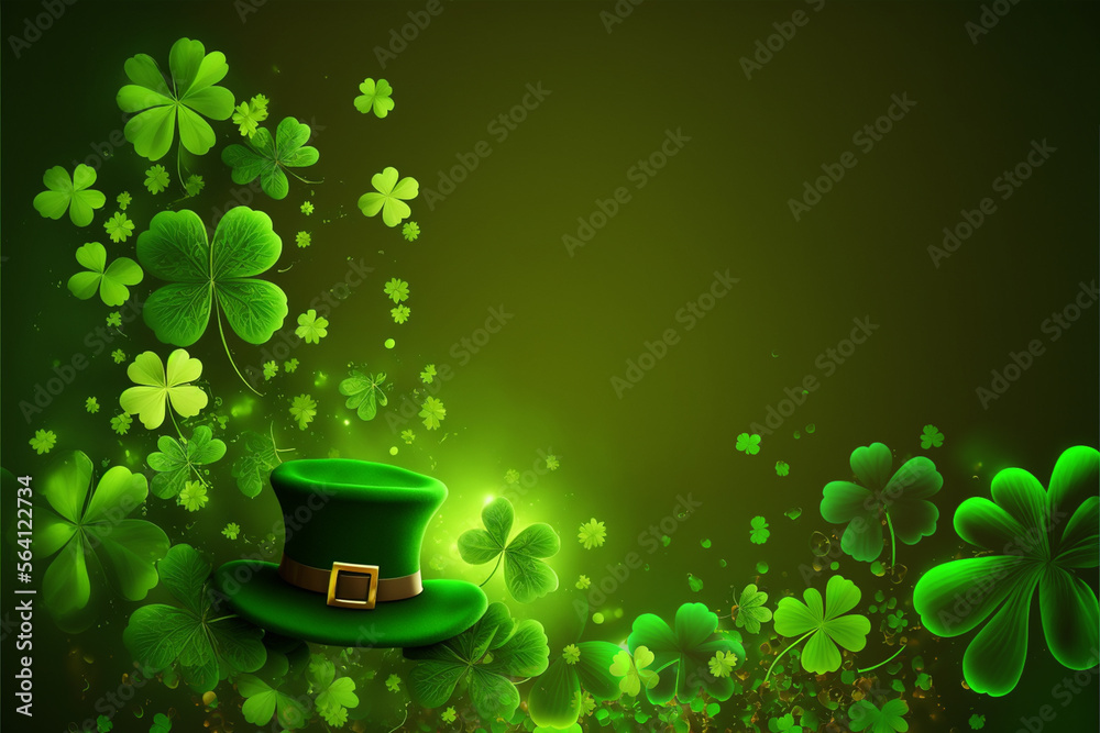 Aufkleber st patrick's day lucky charm shamrock irish abstract green bokeh background for happy st patrick's d