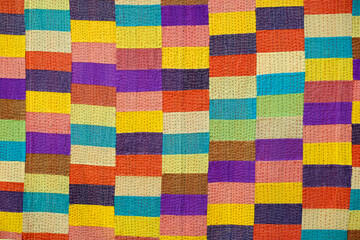 Godhadi (Blanket) Is A Traditional Hand Stitched handmade quilt from Maharashtra, India. - obrazy, fototapety, plakaty