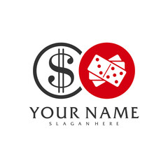 Obraz premium Money Domino logo vector template, Creative Domino logo design concepts