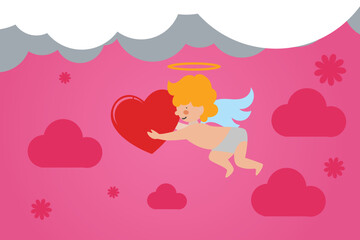 puppet hold the heart illustration flat design concept