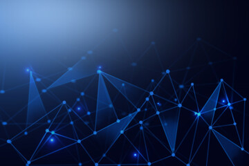 Abstract dark blue background futuristic. Molecules technology with polygonal shapes, Illustration design digital technology concept.