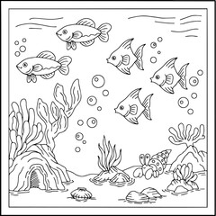 design coloring page animal fish under sea