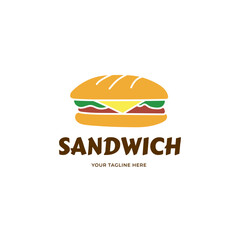 sandwich vector logo template or homemade sandwich logo illustration. Sandwich shop logo design template 