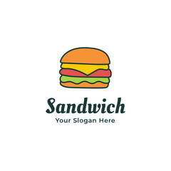 sandwich vector logo template or homemade sandwich logo illustration. Sandwich shop logo design template 