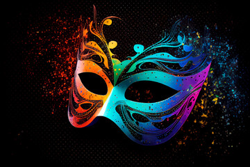 Bright multicolored carnival mask, festival and entertainment concept, space for text - obrazy, fototapety, plakaty