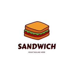 sandwich vector logo template or homemade sandwich logo illustration. Sandwich shop logo design template 