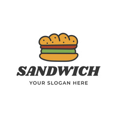 sandwich vector logo template or homemade sandwich logo illustration. Sandwich shop logo design template 