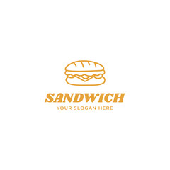 sandwich vector logo template or homemade sandwich logo illustration. Sandwich shop logo design template 