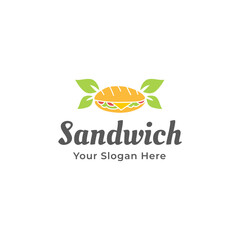 sandwich vector logo template or homemade sandwich logo illustration. Sandwich shop logo design template 