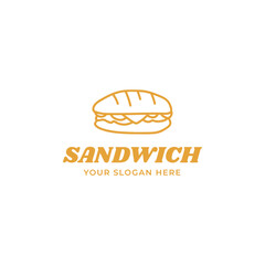 sandwich vector logo template or homemade sandwich logo illustration. Sandwich shop logo design template 