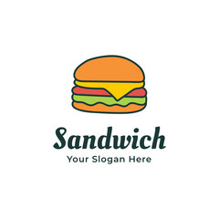 sandwich vector logo template or homemade sandwich logo illustration. Sandwich shop logo design template 