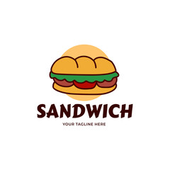 sandwich vector logo template or homemade sandwich logo illustration. Sandwich shop logo design template 