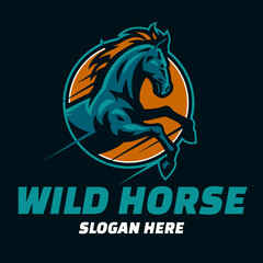 Fast Wild Horse Mascot Logo
