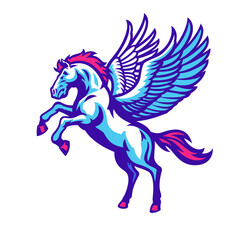 Obraz na płótnie Canvas Standing Pegasus Horse Spreading the Wings