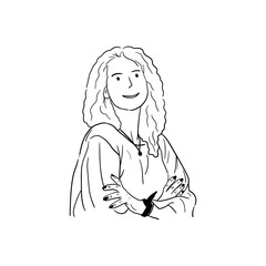 minimalistic illustration Beautiful woman smiling