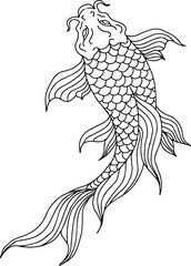 design illustration outline asian gold fish