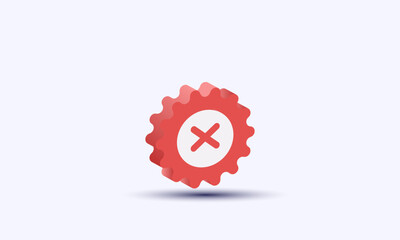 illustration realistic red cancel cross app 3d creative isolated on background.Realistic vector illustration.