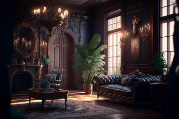 design living room victorian style. Generative AI