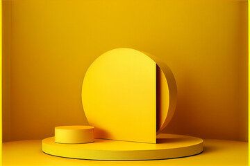 Empty yellow Podium for advertising and mock-up for your commercial. generative ai
