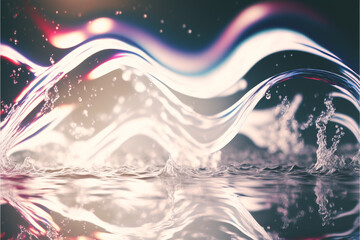 抽象的で波打つ水をイメージした美しい光の背景のイラスト, Generative AI