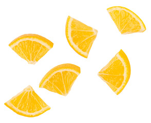 Fresh yellow lemon, slices, transparent background