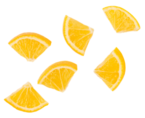 Fresh yellow lemon, slices, transparent background