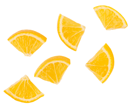 Fresh yellow lemon, slices, transparent background