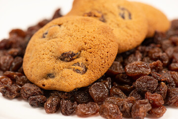 Fresh-baked golden hermit cookies filled with Australian organic raisins.