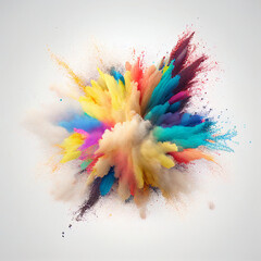 Fototapeta na wymiar Colorful powder explosion on white background. Generative AI