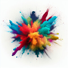 Colorful powder explosion on white background. Generative AI