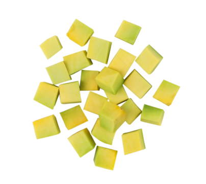 Sliced avocado, cubes, transparent background