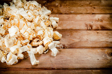 Wood chips on the table. 