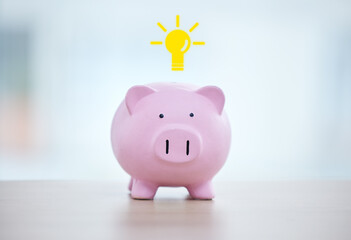 Savings, energy and investment in piggy bank for future finance green economy and growth in profit....