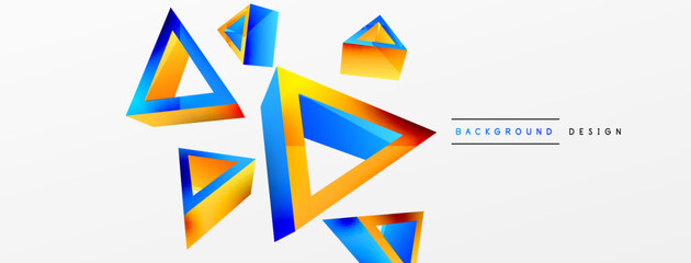 3d triangle abstract background. Basic shape technology or business concept composition. Trendy techno business template for wallpaper, banner, background or landing