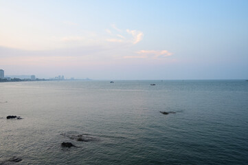 Obraz premium sea landscape with town city, natural background